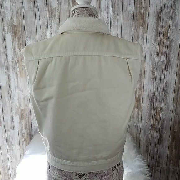 Helmut Lang faux fur trim shrunken denim vest - Picture 6 of 8